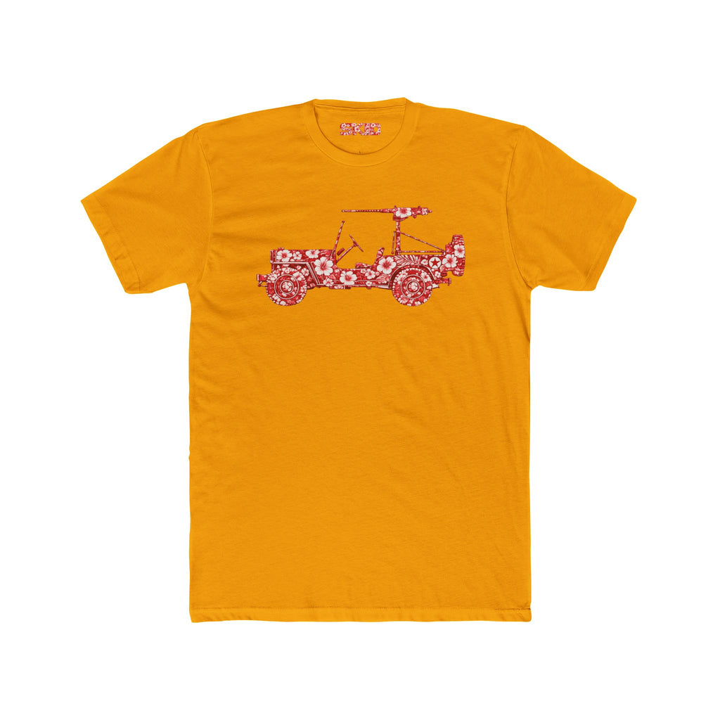 Floral Jeep Graphic Tee - Red Hawaiian Cruiser T-Shirt
