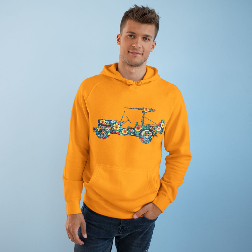 Floral Jeep Hoodie — Retro Flower Pattern Off‑Road Truck Sweatshirt