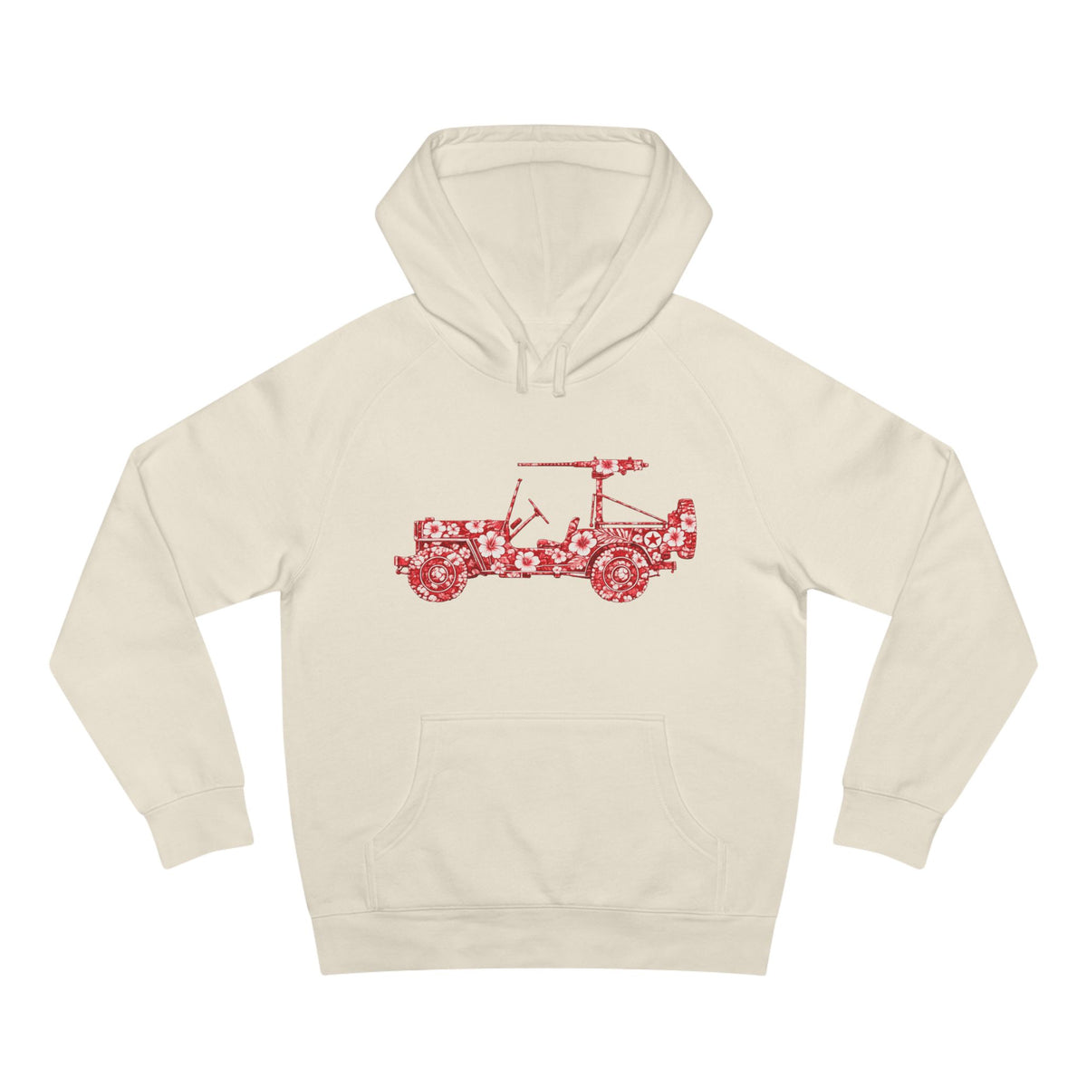 Floral Jeep Hoodie — Red Flower Off‑Road Graphic Pullover