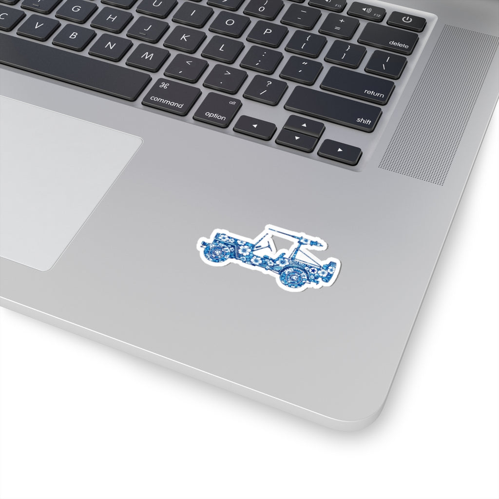 Floral Jeep Sticker – Blue Hawaiian Kiss-Cut Decal