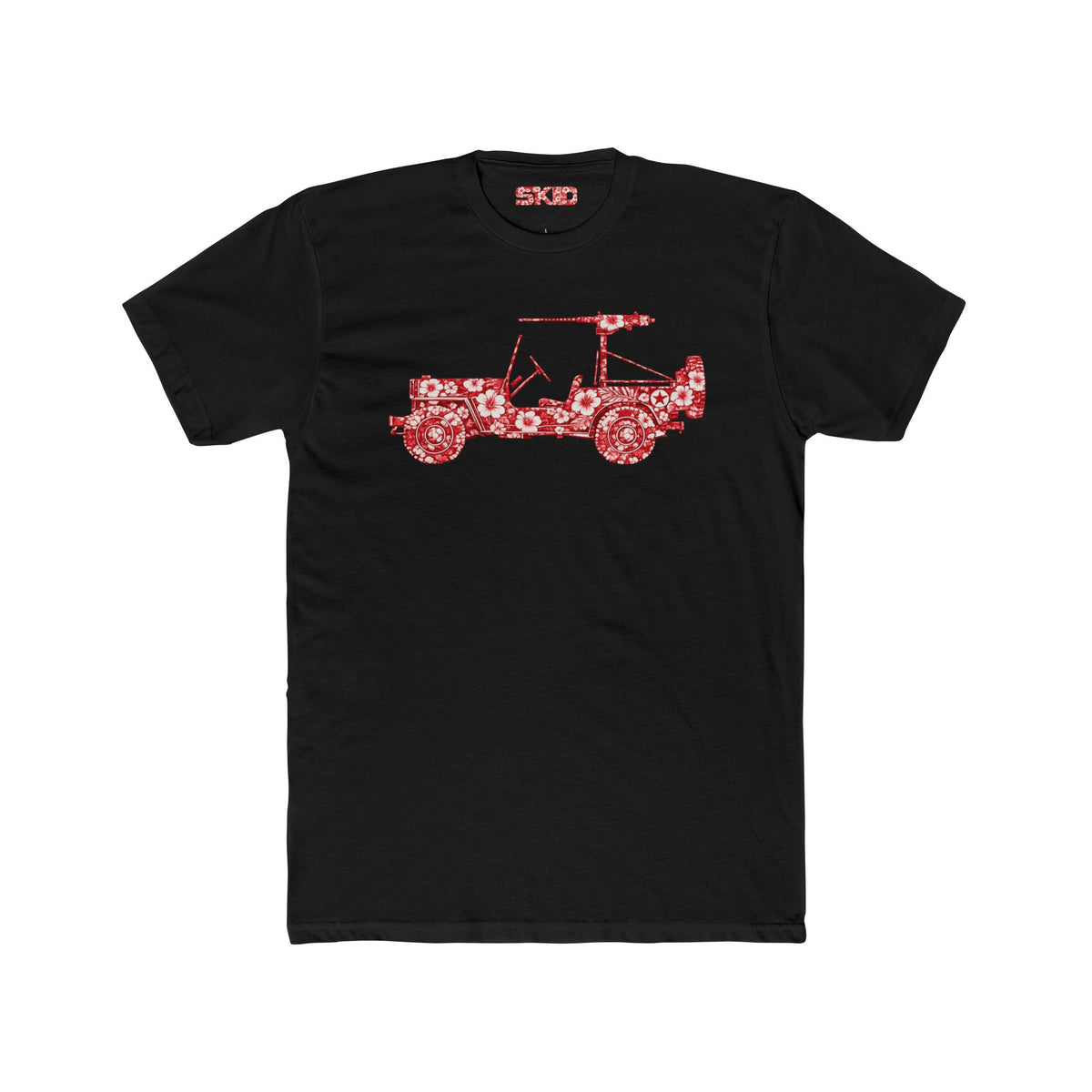 Floral Jeep Graphic Tee - Red Hawaiian Cruiser T-Shirt