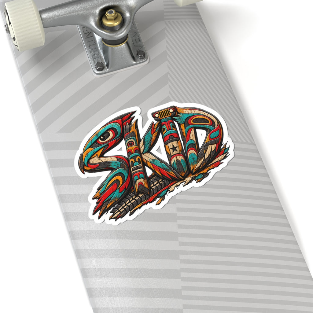 Totem-Style 'Skid' PNW (2) Kiss-Cut Sticker — Northwest Tribal Inspired Laptop Decal
