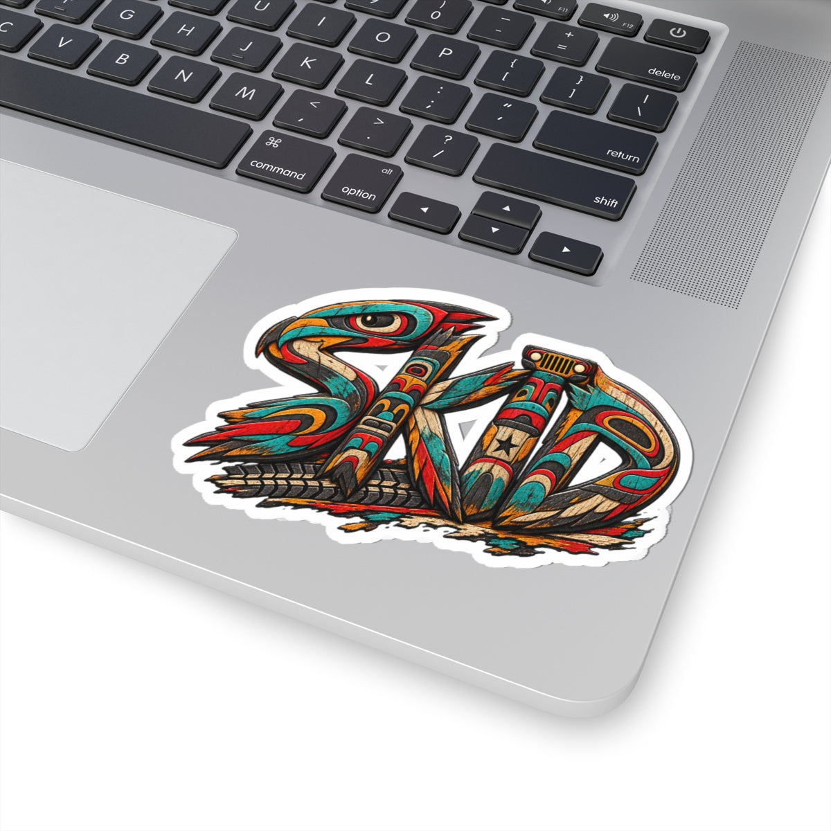 Totem-Style 'Skid' PNW (2) Kiss-Cut Sticker — Northwest Tribal Inspired Laptop Decal