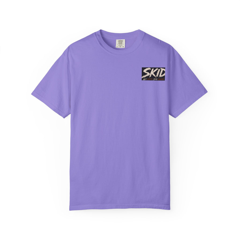 Off-Road Adventure T-Shirt — "SKID" Graphic Tee with Jeep & Forest Scene