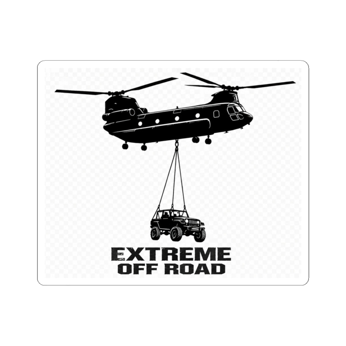 Extreme Off Road Sticker Black/White — Helicopter Airlift Jeep Kiss-Cut Decal