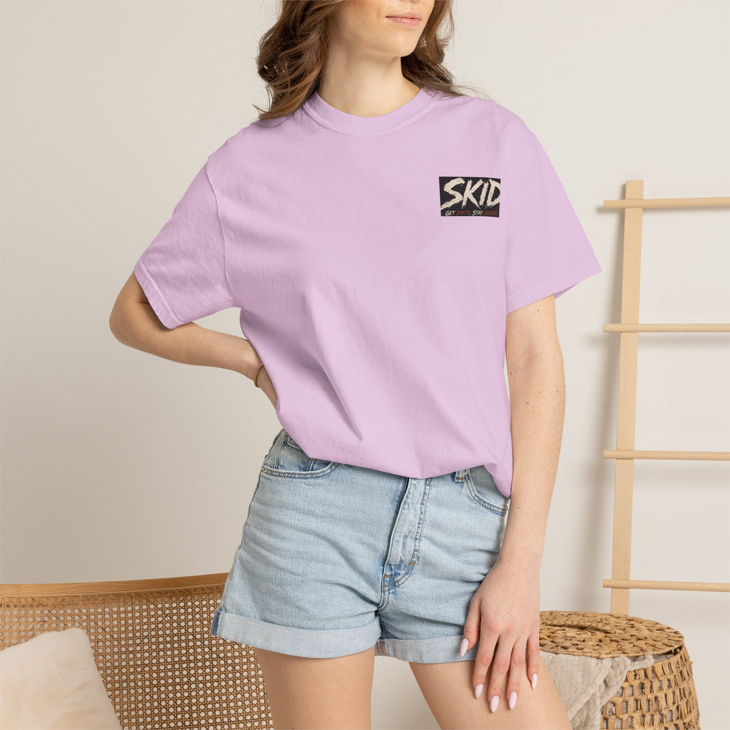Off-Road Adventure T-Shirt — "SKID" Graphic Tee with Jeep & Forest Scene