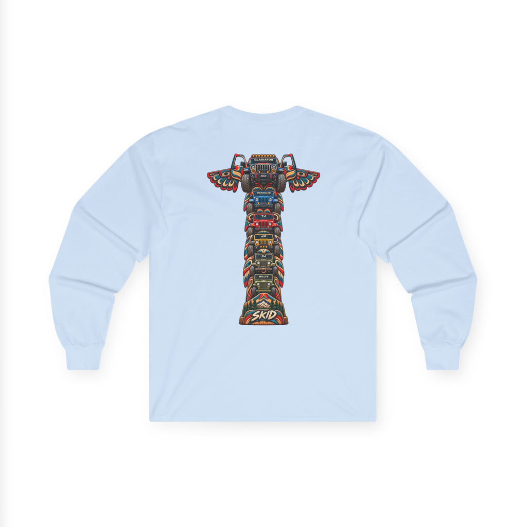 Long Sleeve Tee — Colorful "JEEP LINEAGE TOTEM" Graphic ("SKD")