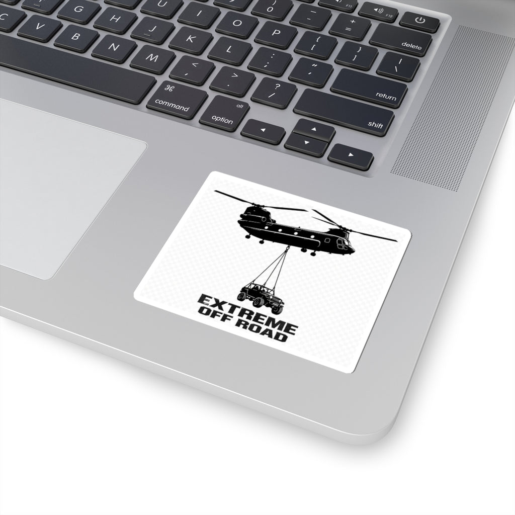 Extreme Off Road Sticker Black/White — Helicopter Airlift Jeep Kiss-Cut Decal