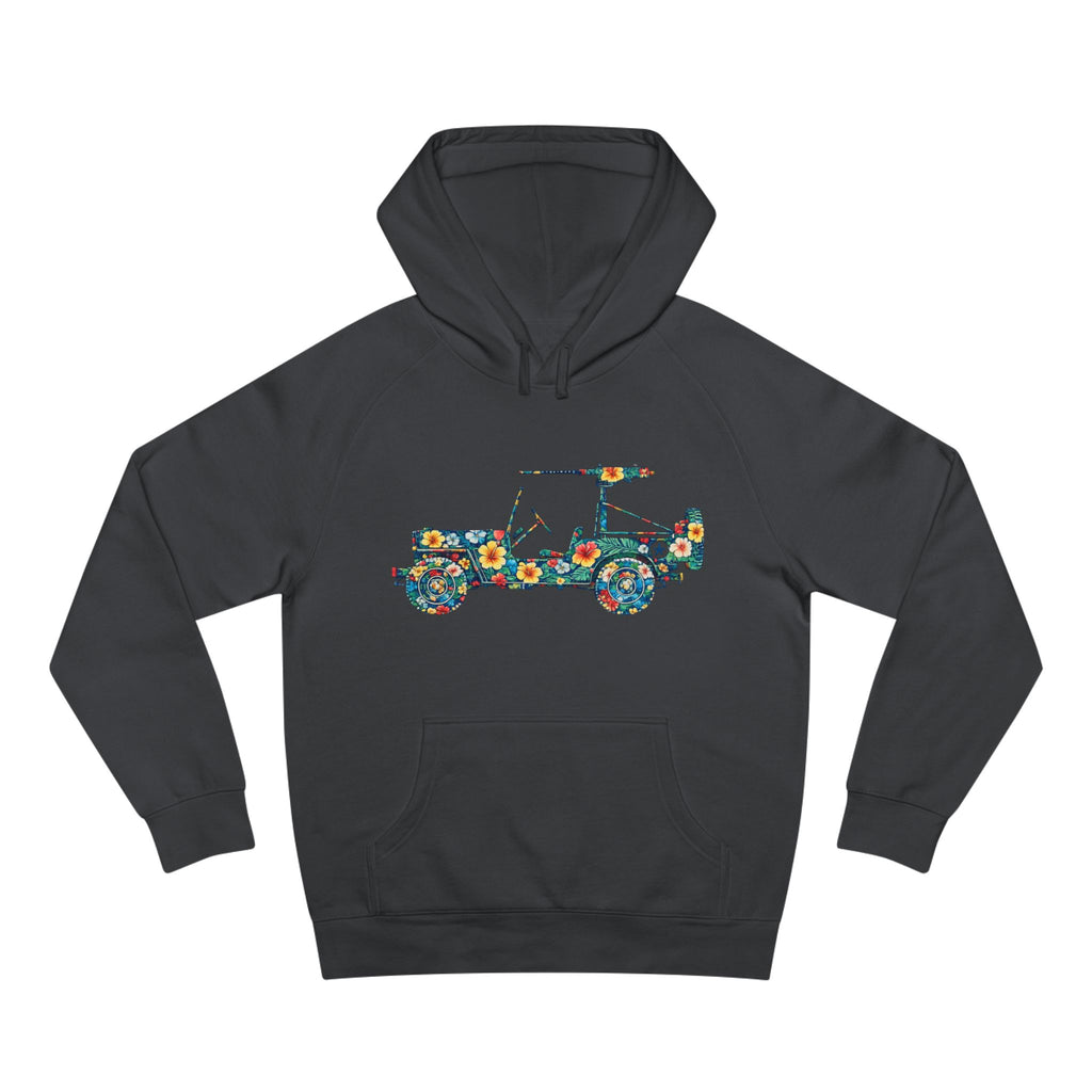 Floral Jeep Hoodie — Retro Flower Pattern Off‑Road Truck Sweatshirt