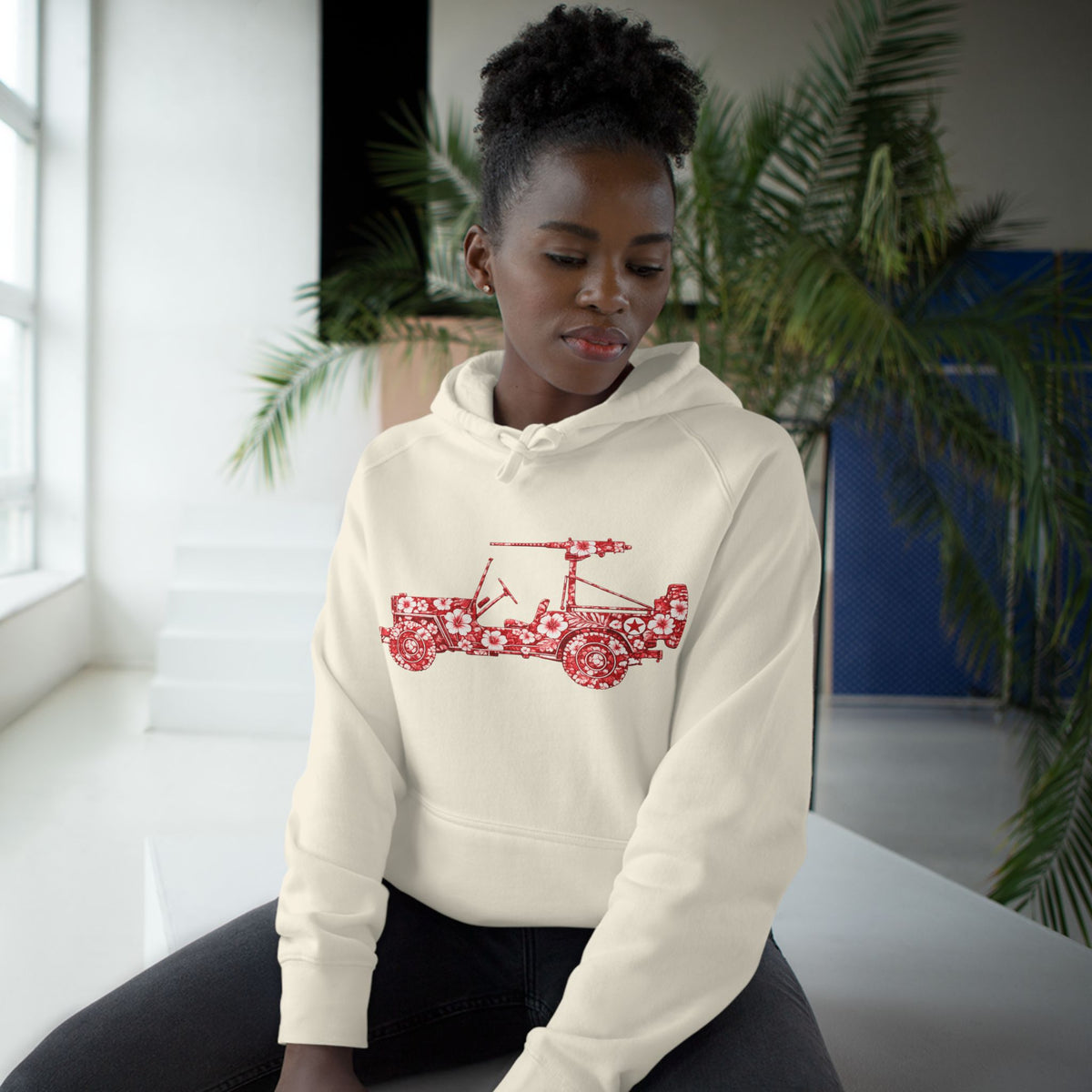 Floral Jeep Hoodie — Red Flower Off‑Road Graphic Pullover