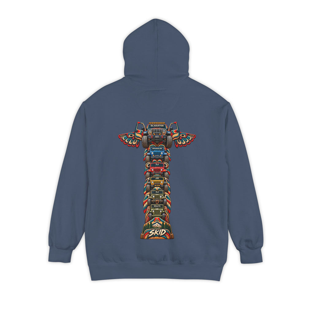 SKID "JEEP Lineage TOTEM" Graphic Hoodie — Pacific Northwest inspired Colorful Pattern Logo Sweatshirt