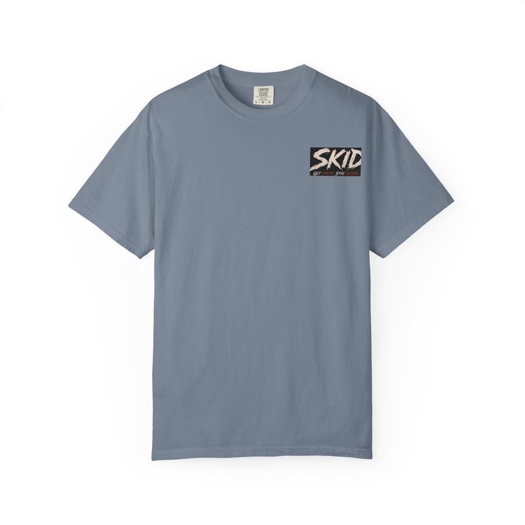 Off-Road Adventure T-Shirt — "SKID" Graphic Tee with Jeep & Forest Scene
