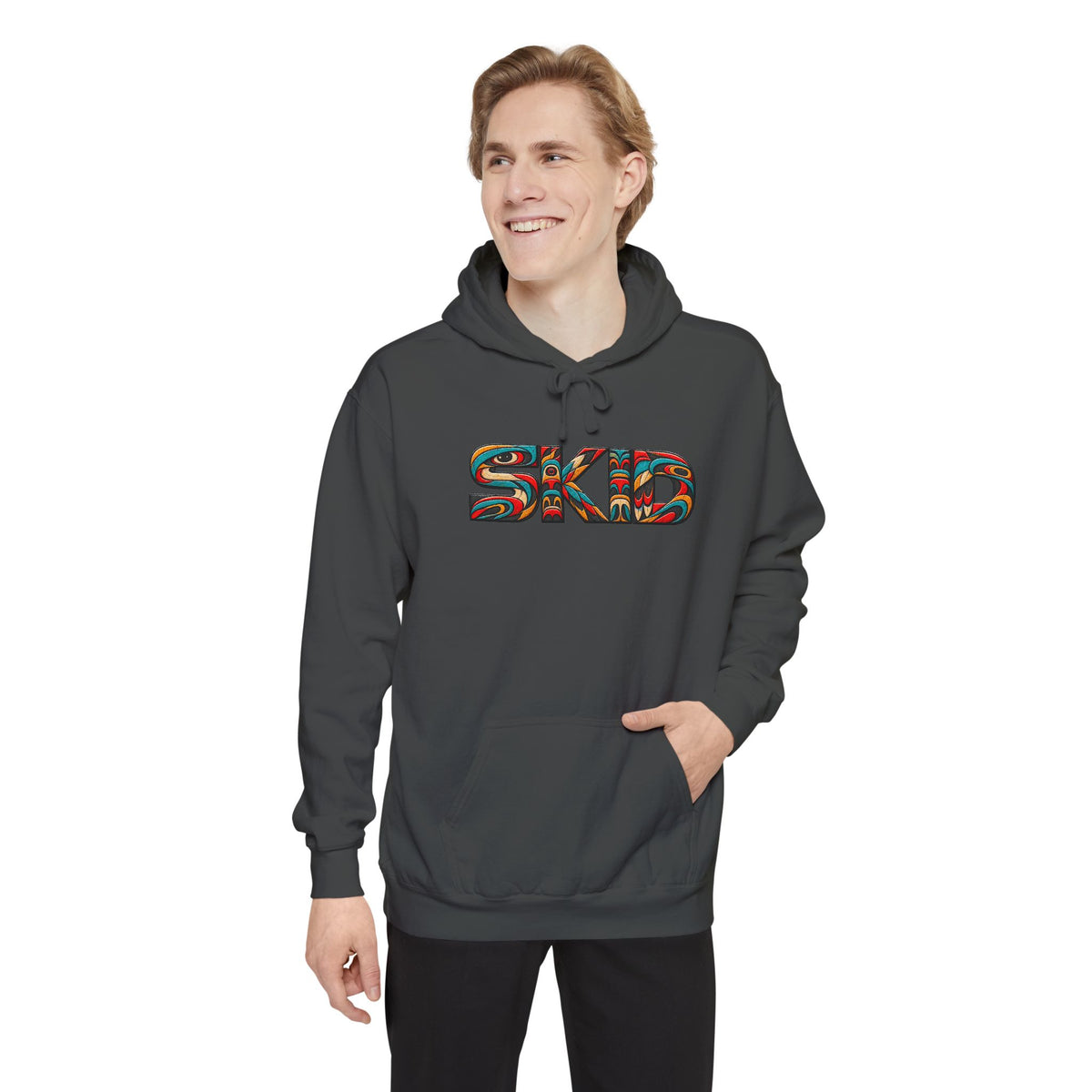 SKID "JEEP Lineage TOTEM" Graphic Hoodie — Pacific Northwest inspired Colorful Pattern Logo Sweatshirt