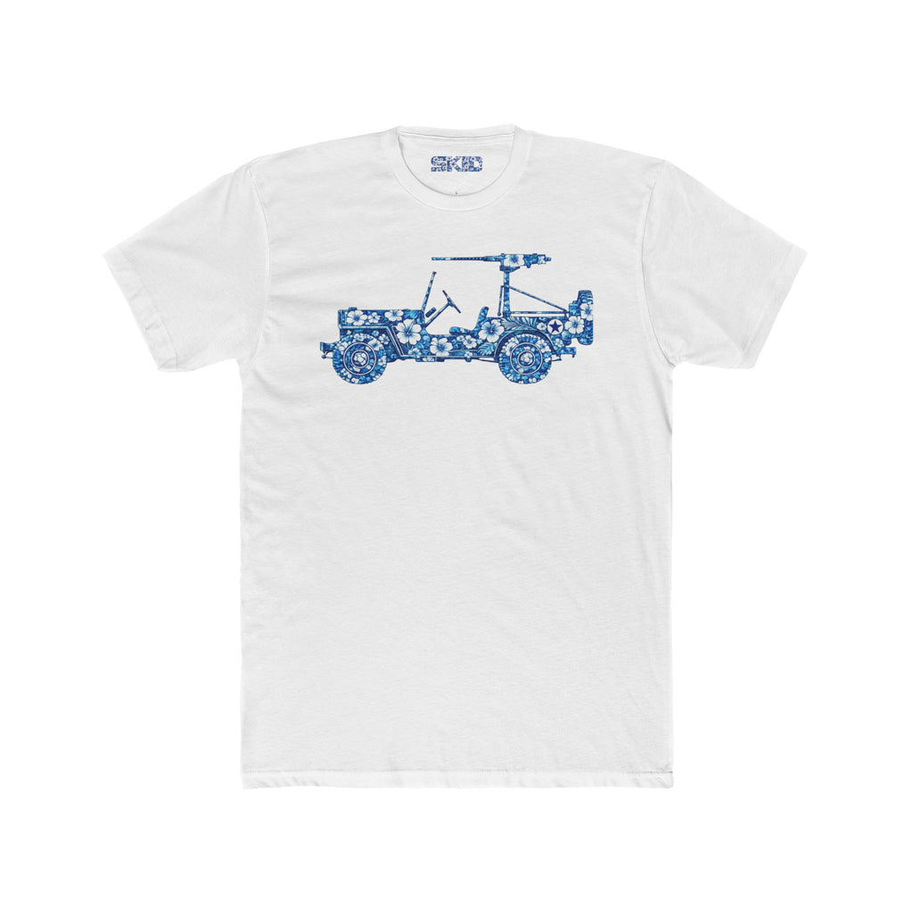 Floral Jeep Graphic Tee – Blue Flower Off-Road Truck T-Shirt