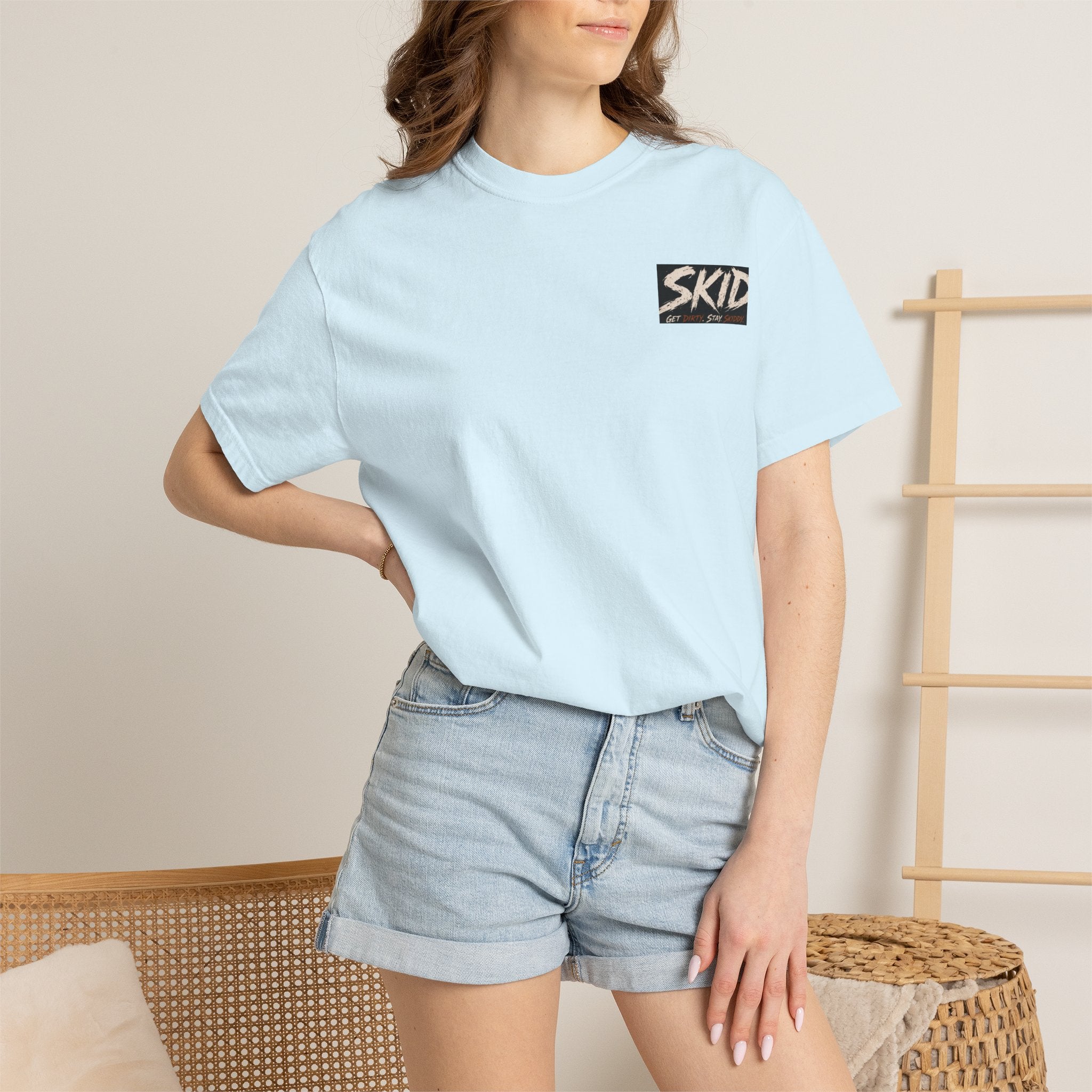 Off-Road Adventure T-Shirt — "SKID" Graphic Tee with Jeep & Forest Scene