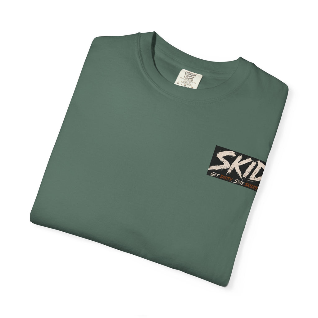 Off-Road Adventure T-Shirt — "SKID" Graphic Tee with Jeep & Forest Scene