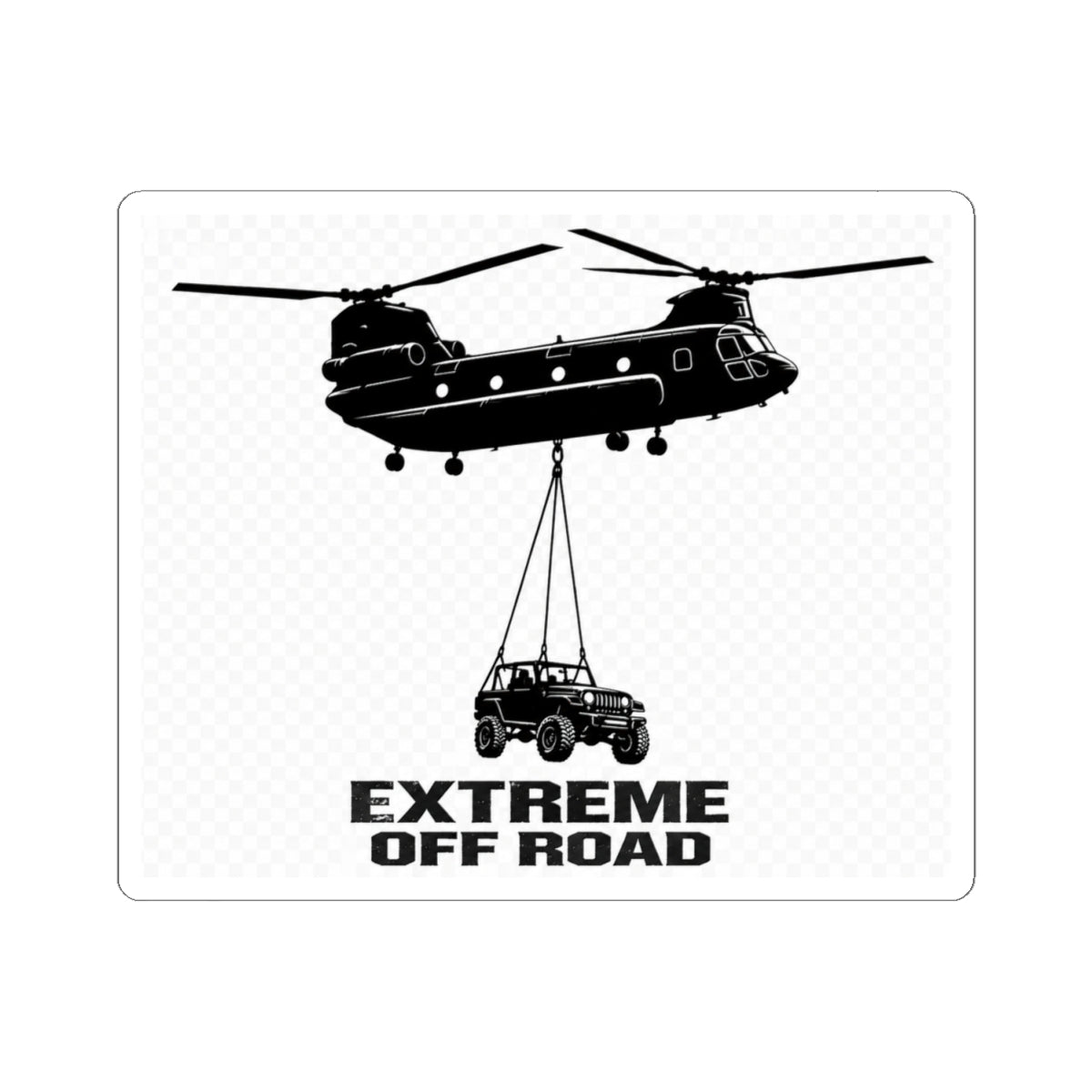 Extreme Off Road Sticker Black/White — Helicopter Airlift Jeep Kiss-Cut Decal
