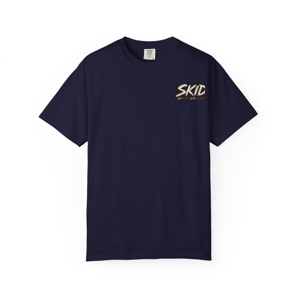 Off-Road Adventure T-Shirt — "SKID" Graphic Tee with Jeep & Forest Scene