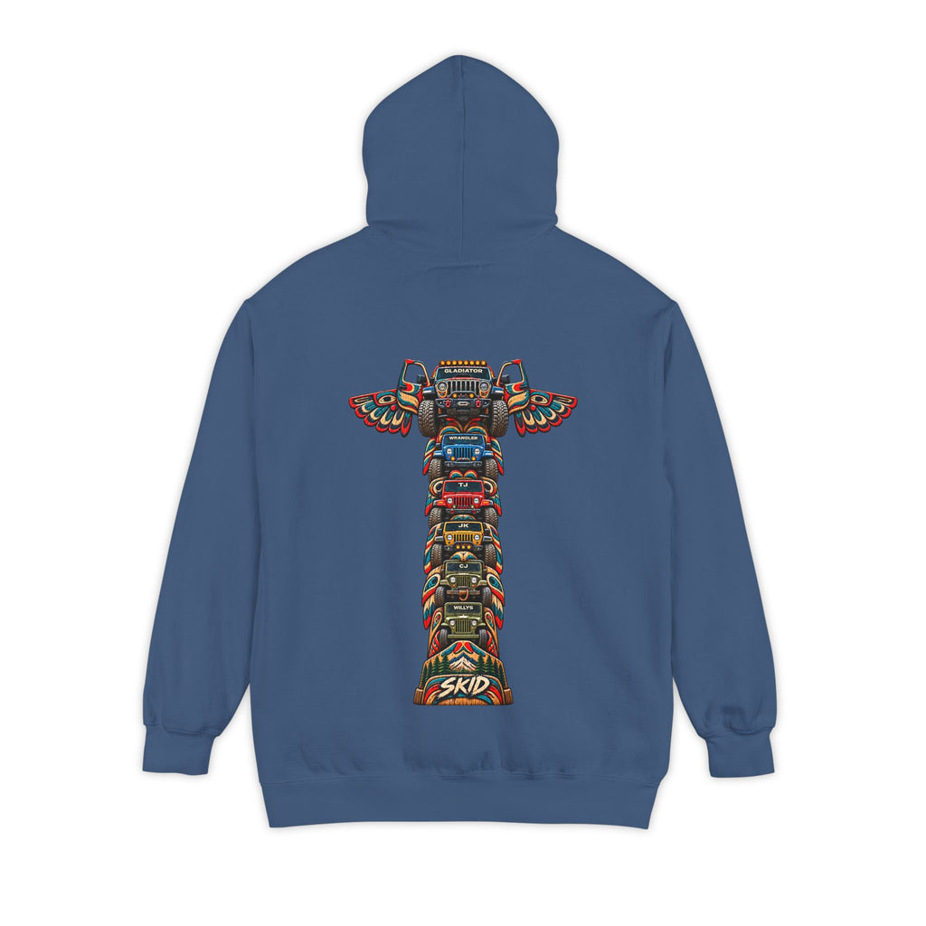 SKID "JEEP Lineage TOTEM" Graphic Hoodie — Pacific Northwest inspired Colorful Pattern Logo Sweatshirt