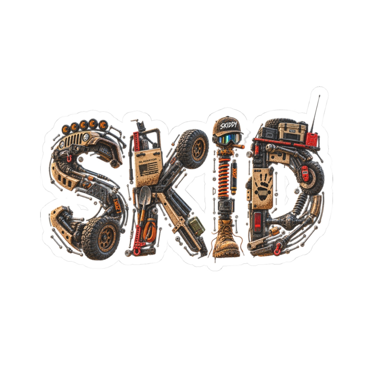 Skid Mechanic-Tool Kiss-Cut Sticker — Automotive Gear Decal for Laptops, Trucks & Toolboxes