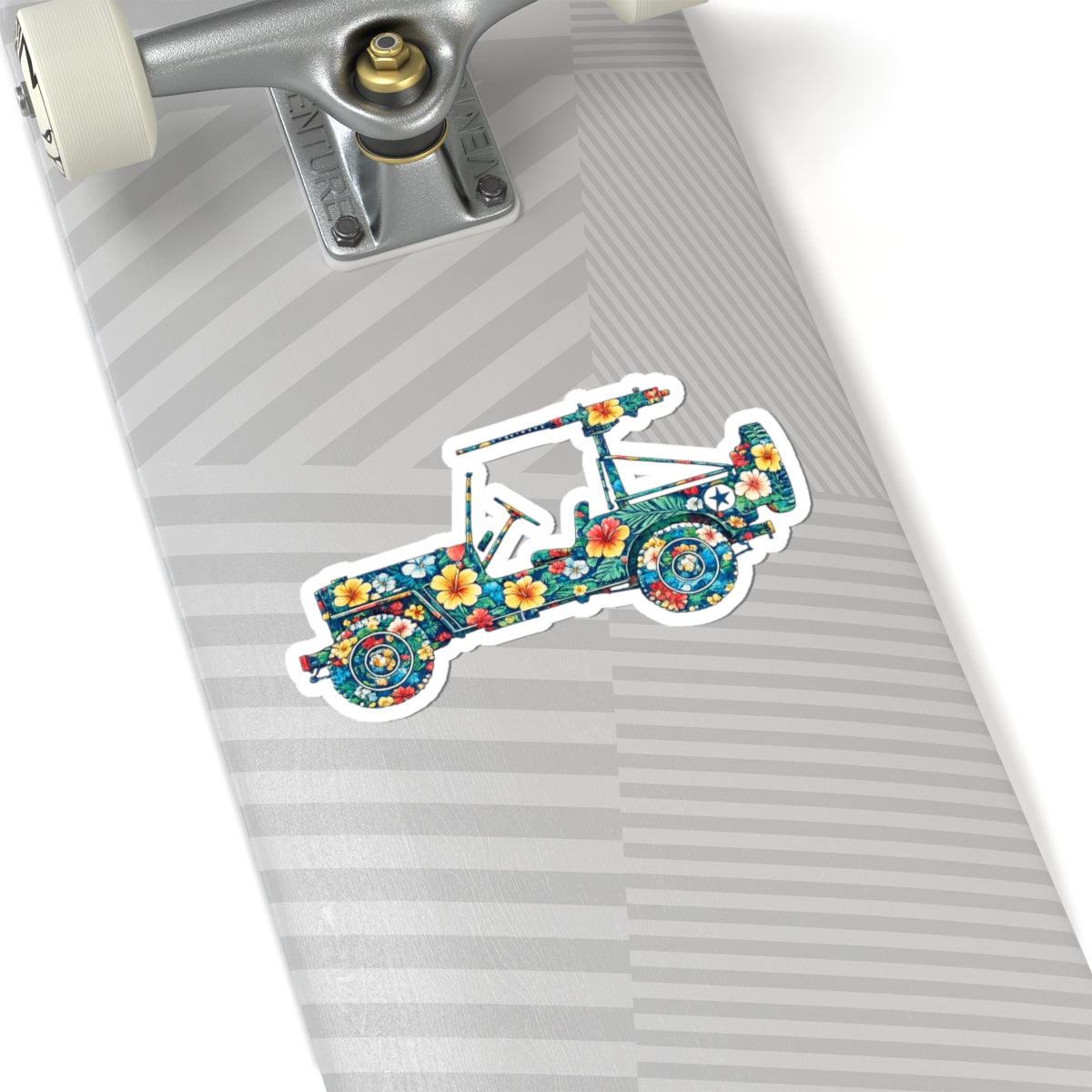 Floral Jeep Sticker — Tropical Hibiscus Kiss-Cut Decal