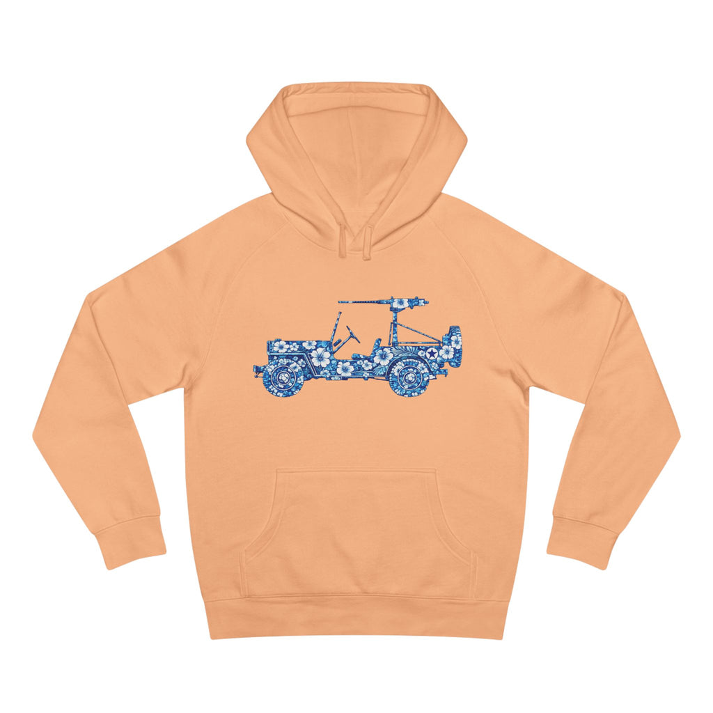 Floral Jeep Hoodie — Blue Floral Off-Road Vehicle Sweatshirt