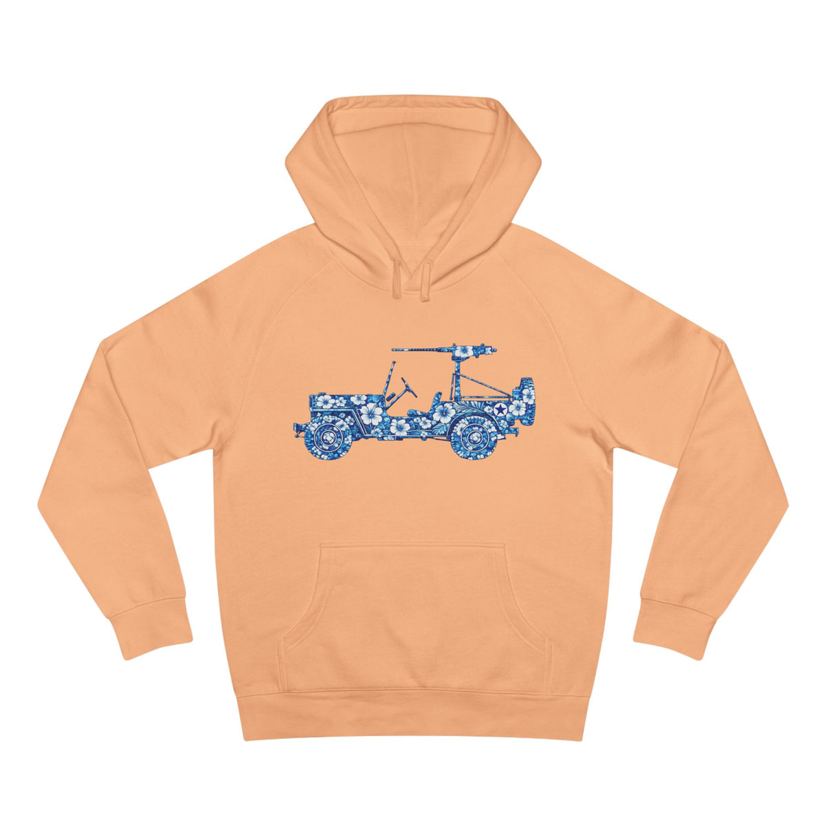 Floral Jeep Hoodie — Blue Floral Off-Road Vehicle Sweatshirt
