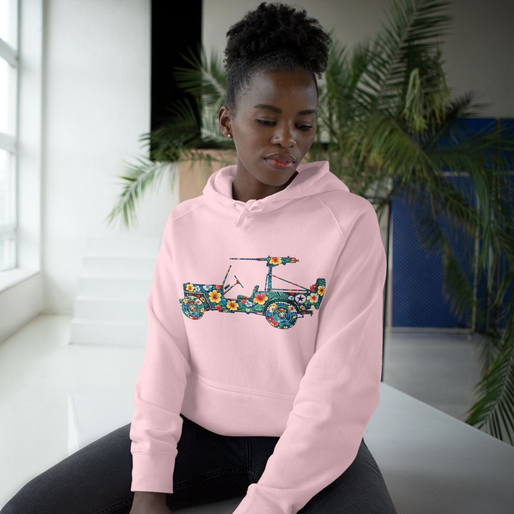Floral Jeep Hoodie — Retro Flower Pattern Off‑Road Truck Sweatshirt