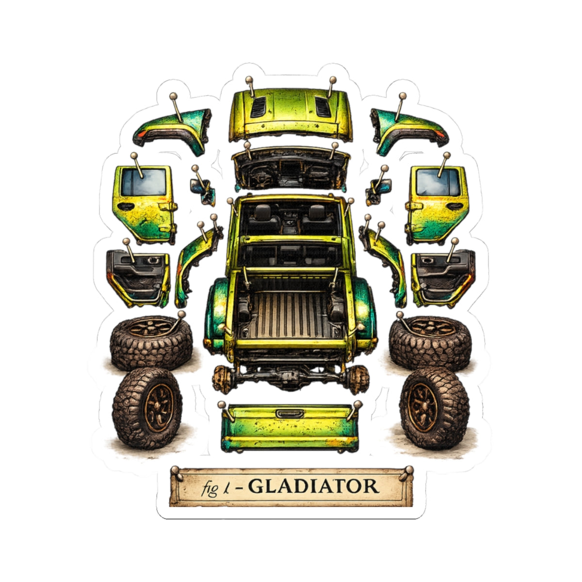 Gladiator Dissect Green Kiss-Cut Sticker