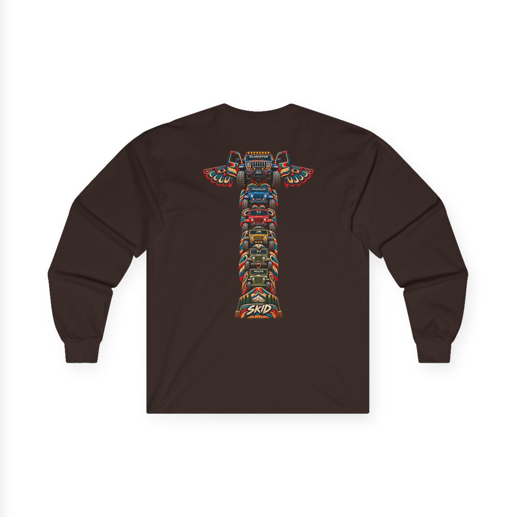 Long Sleeve Tee — Colorful "JEEP LINEAGE TOTEM" Graphic ("SKD")