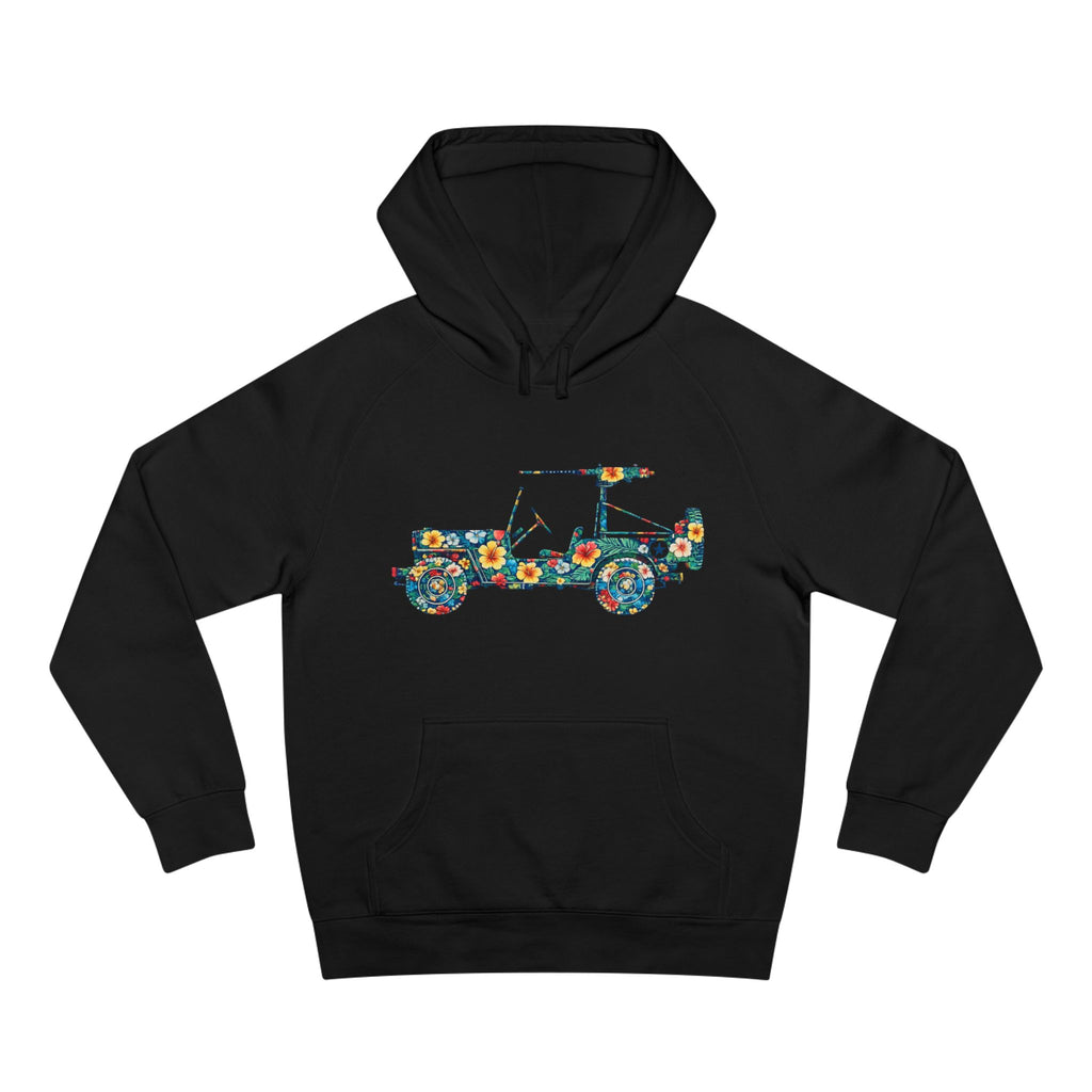 Floral Jeep Hoodie — Retro Flower Pattern Off‑Road Truck Sweatshirt