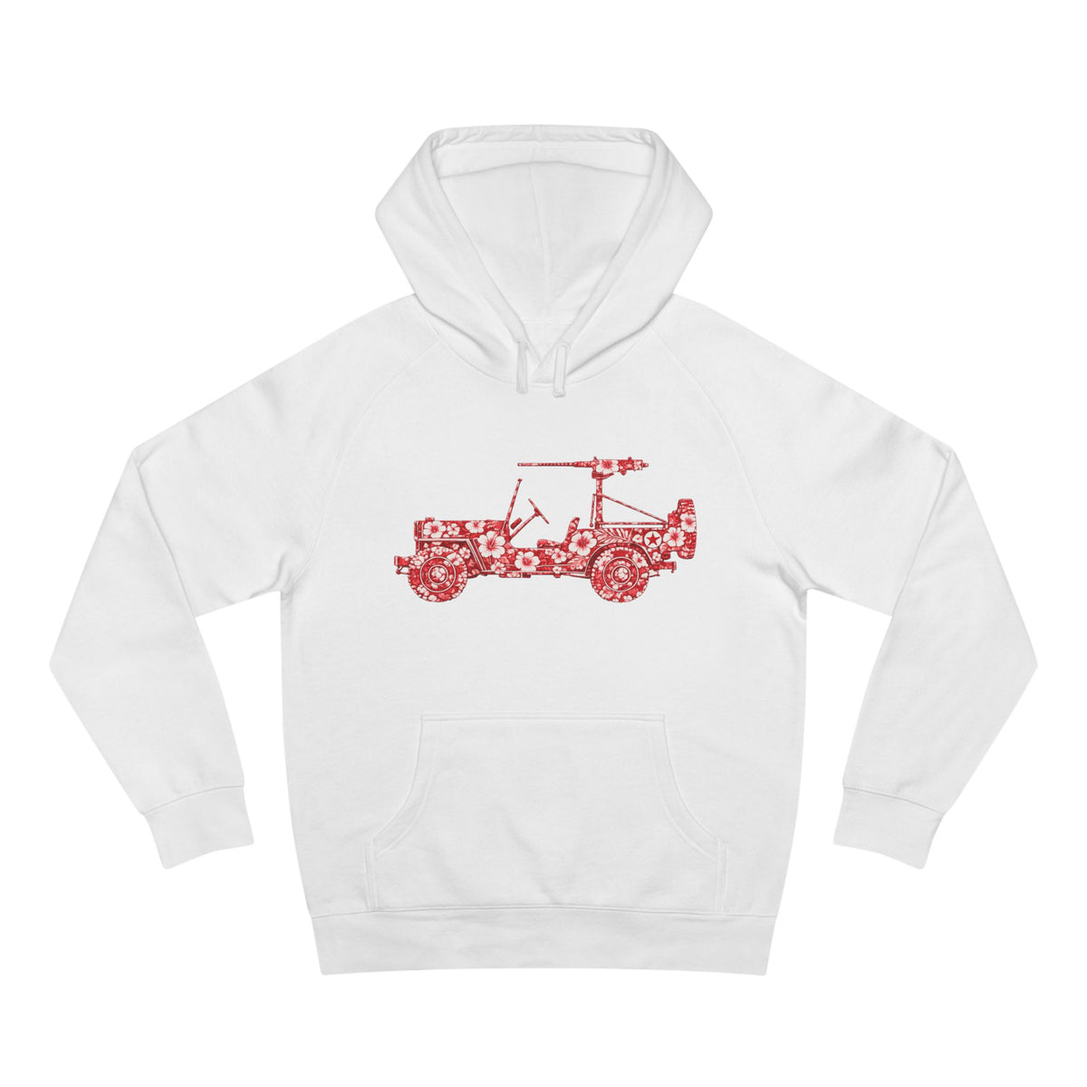 Floral Jeep Hoodie — Red Flower Off‑Road Graphic Pullover