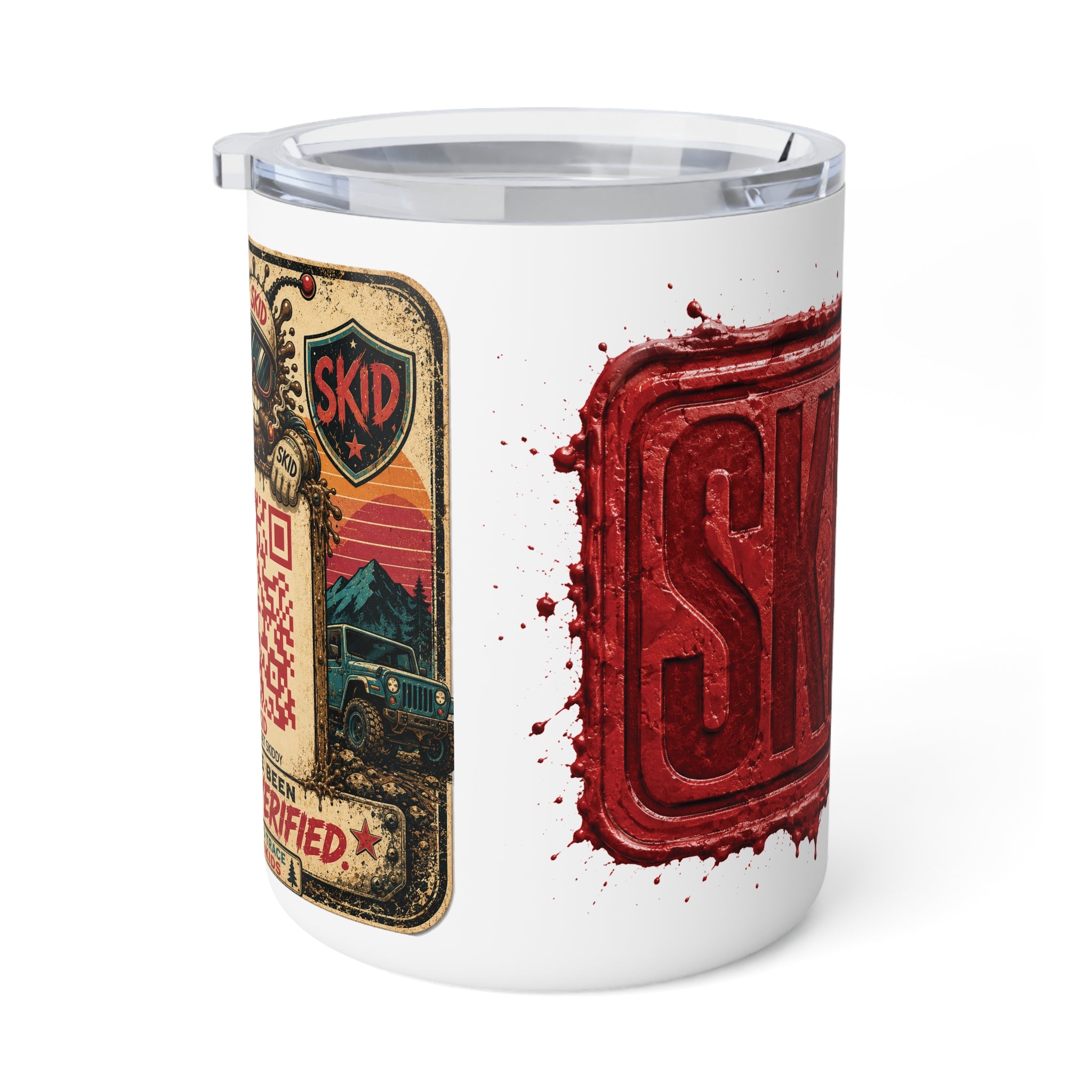 Insulated Coffee Mug - Retro Off-Road 'SKID' Adventure Travel 10oz Tumbler