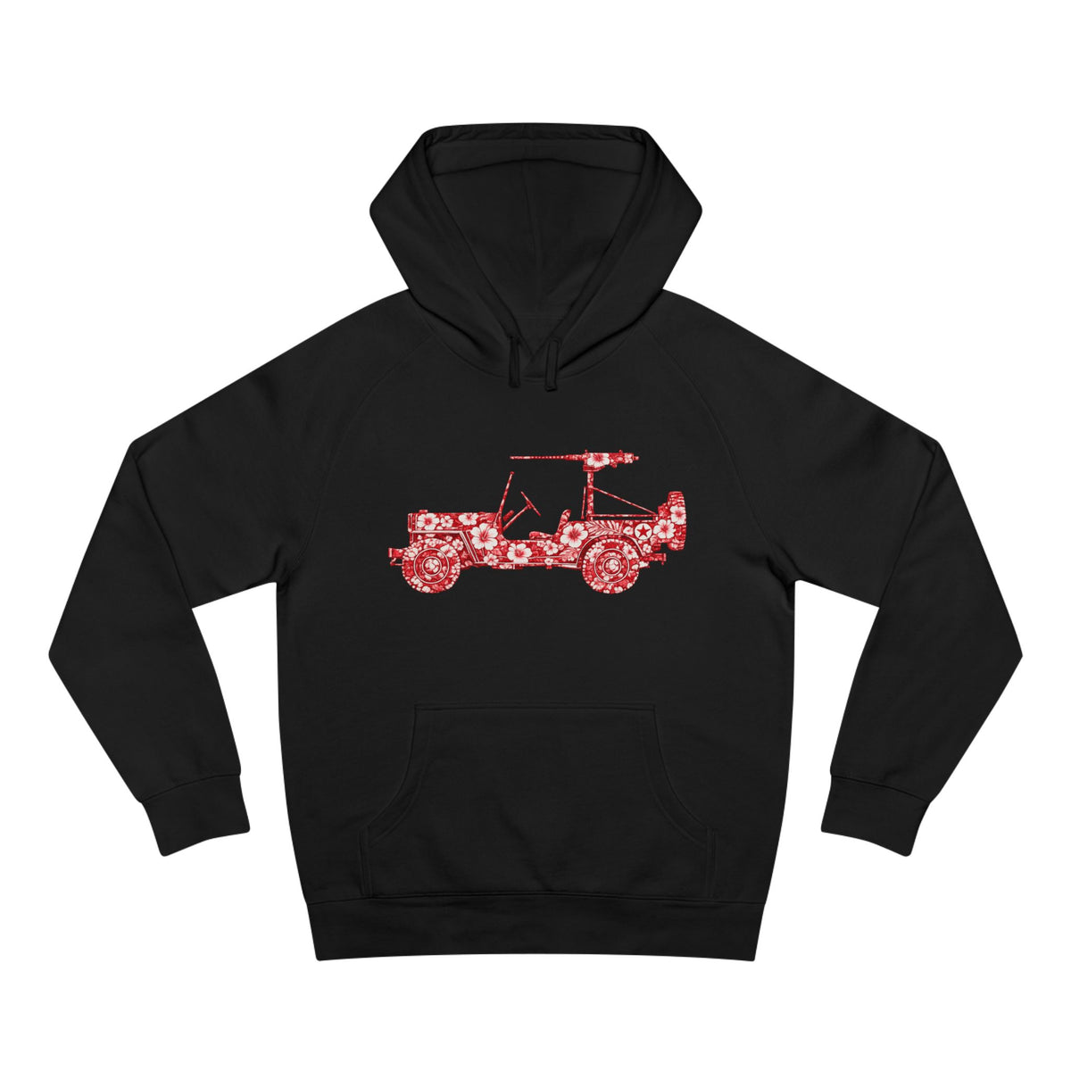 Floral Jeep Hoodie — Red Flower Off‑Road Graphic Pullover