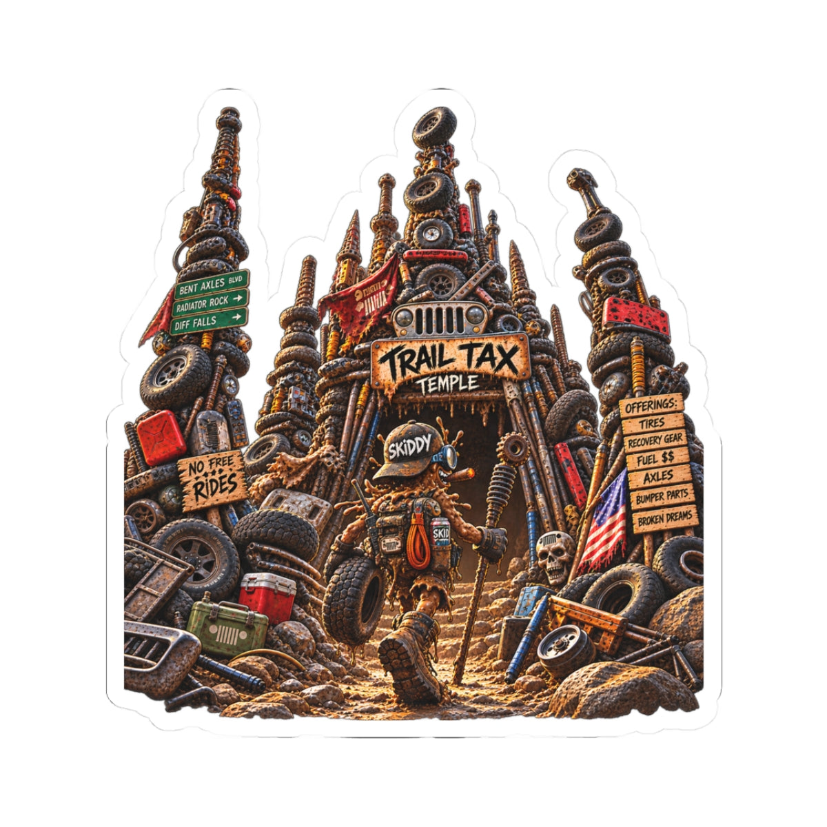 Trail Tax Temple Sticker — Adventure Offroad Junkyard Decal