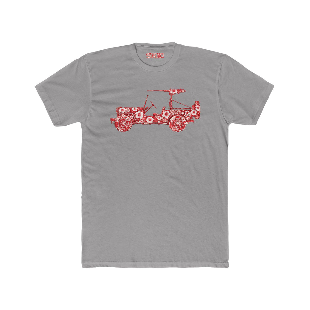 Floral Jeep Graphic Tee - Red Hawaiian Cruiser T-Shirt
