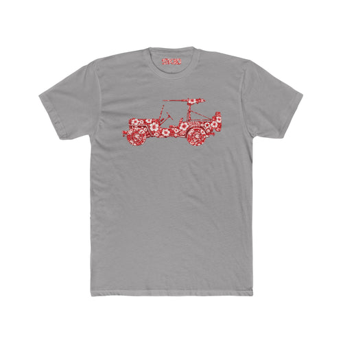 Floral Jeep Graphic Tee - Red Hawaiian Cruiser T-Shirt