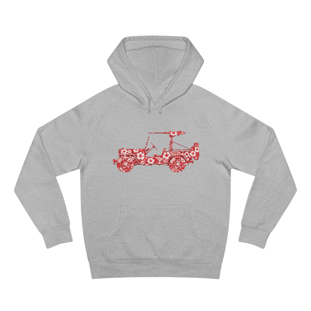 Floral Jeep Hoodie — Red Flower Off‑Road Graphic Pullover