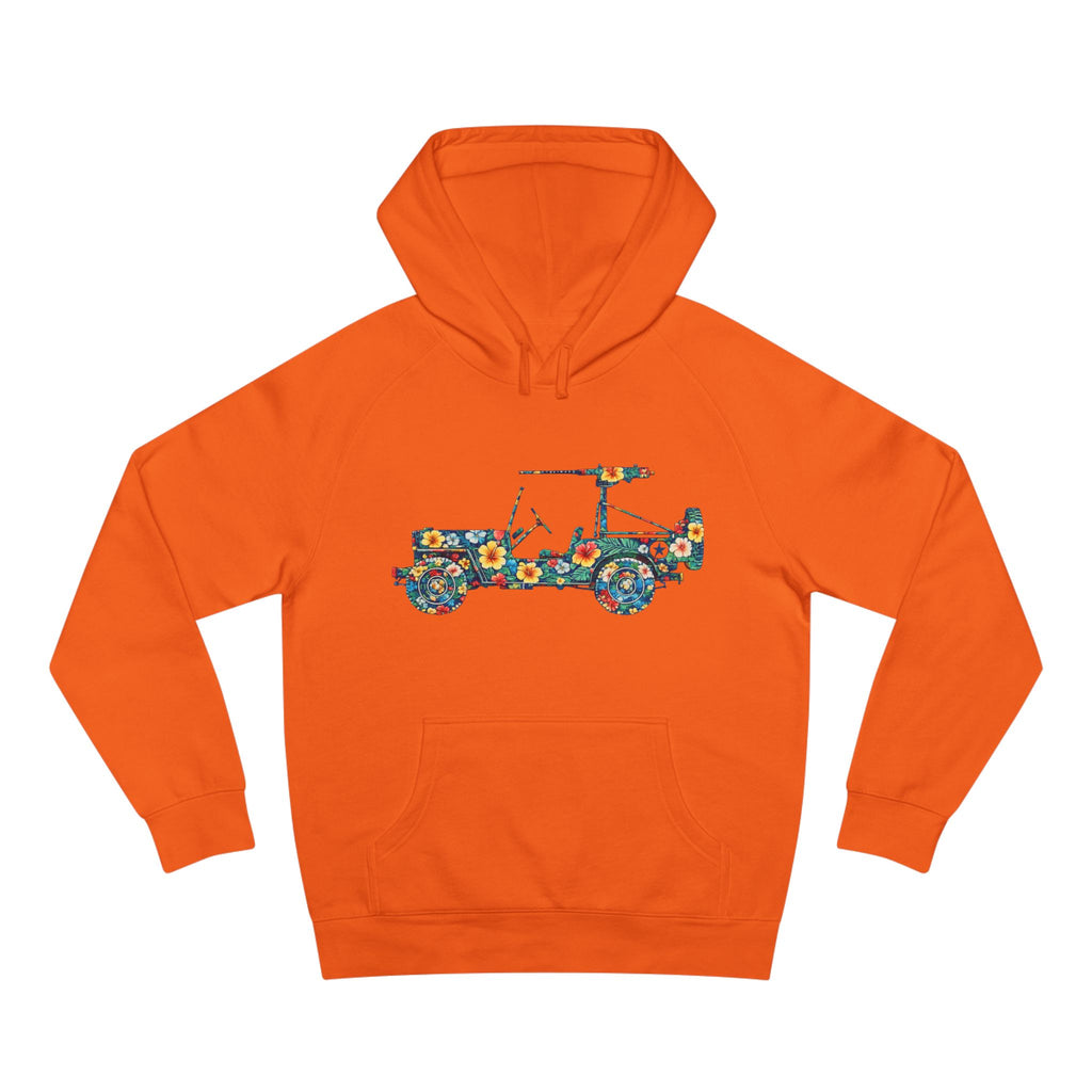 Floral Jeep Hoodie — Retro Flower Pattern Off‑Road Truck Sweatshirt