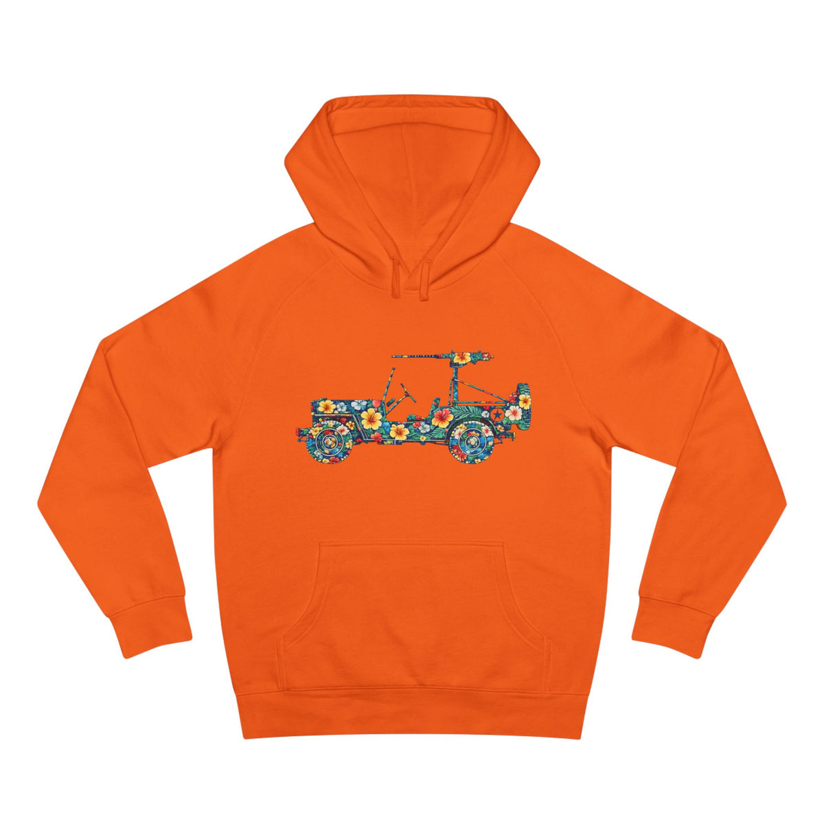 Floral Jeep Hoodie — Retro Flower Pattern Off‑Road Truck Sweatshirt
