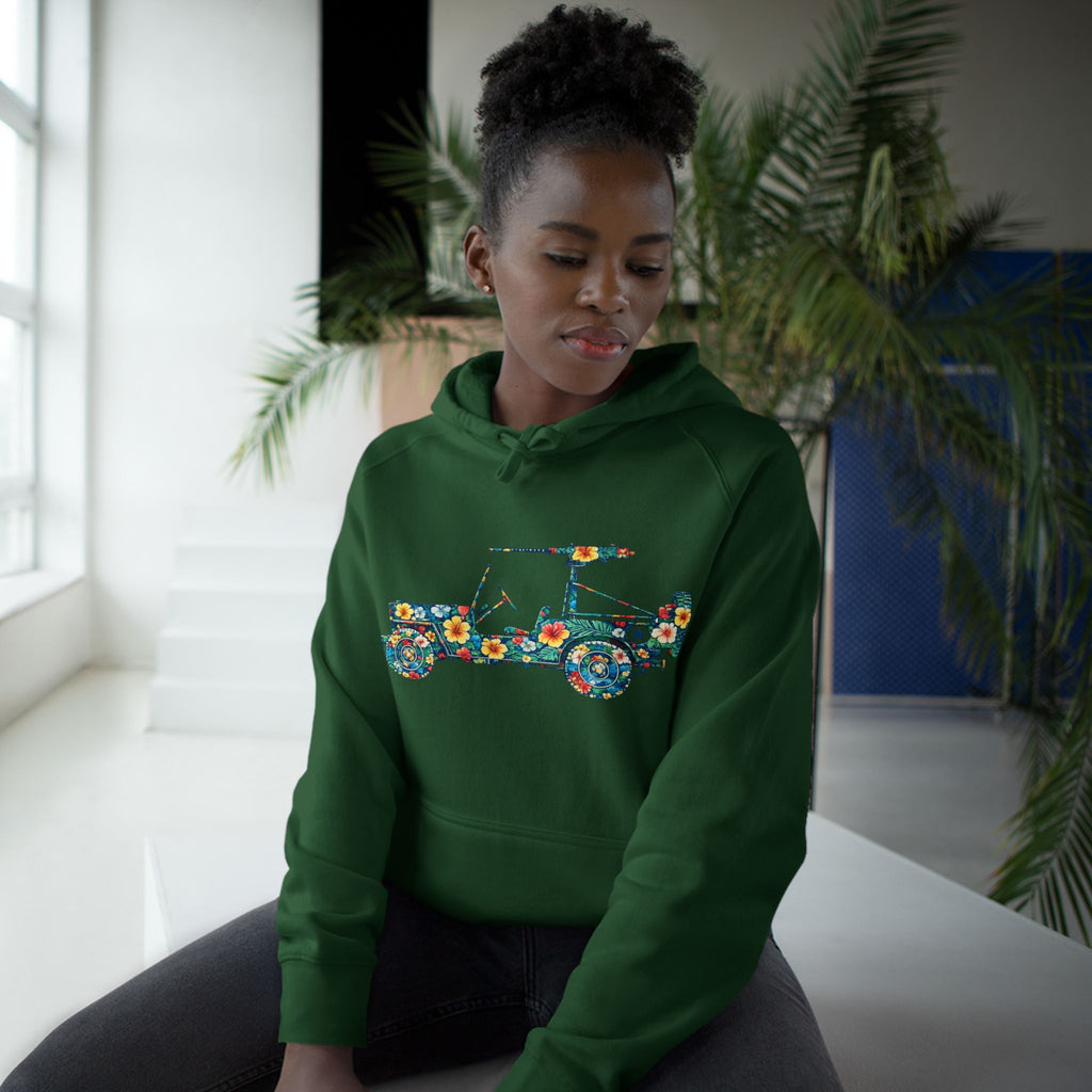 Floral Jeep Hoodie — Retro Flower Pattern Off‑Road Truck Sweatshirt