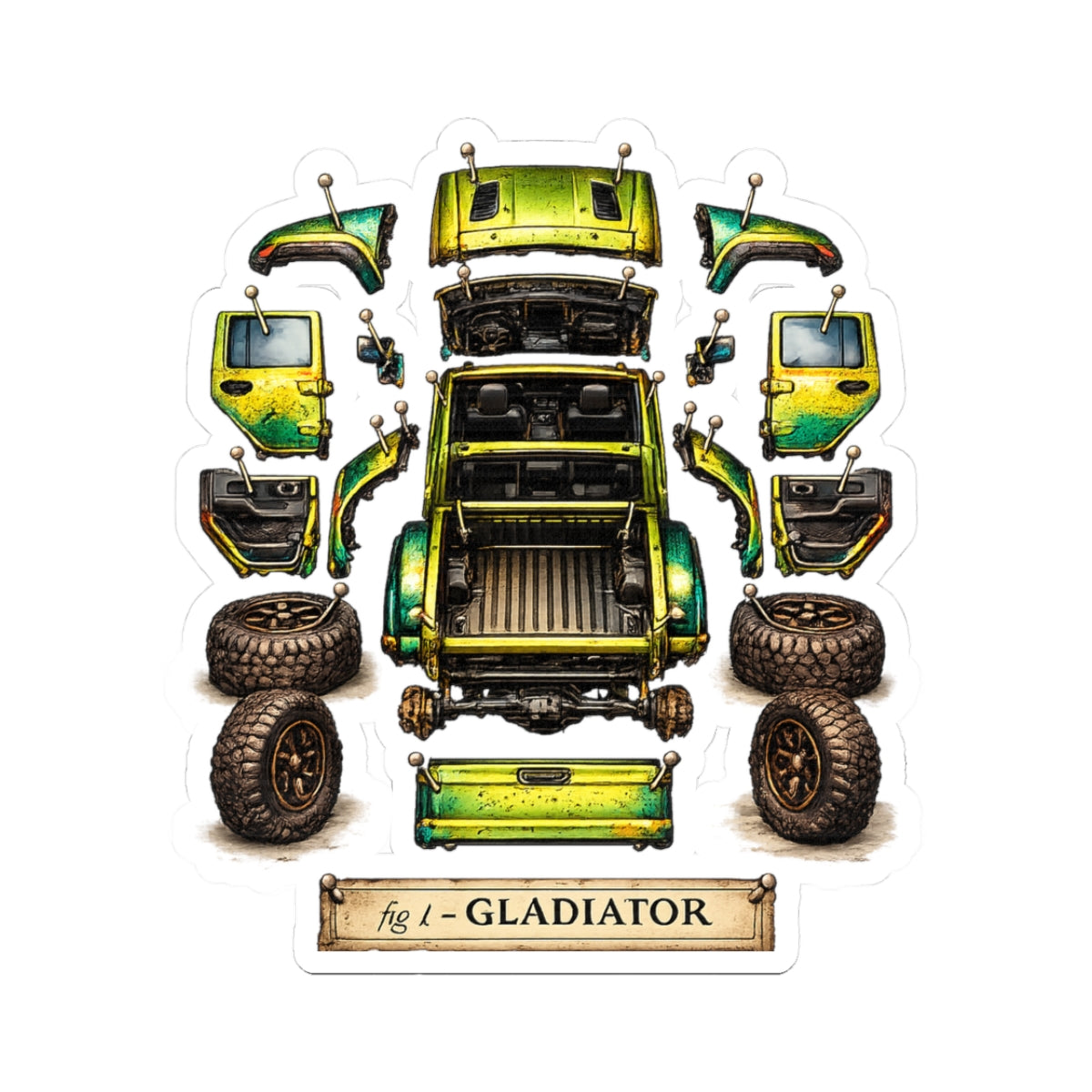 Gladiator Dissect Green Kiss-Cut Sticker
