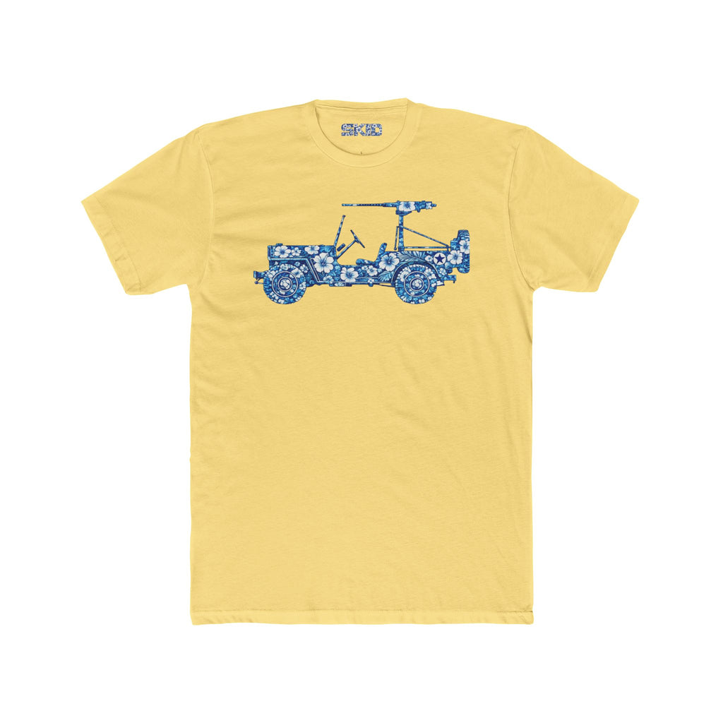 Floral Jeep Graphic Tee – Blue Flower Off-Road Truck T-Shirt