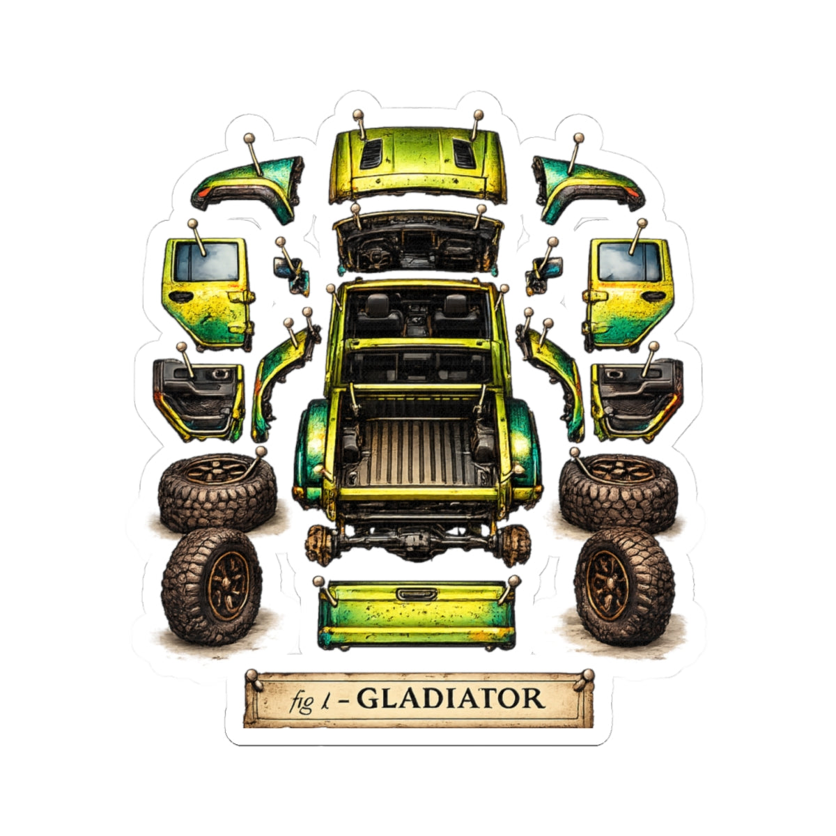 Gladiator Dissect Green Kiss-Cut Sticker
