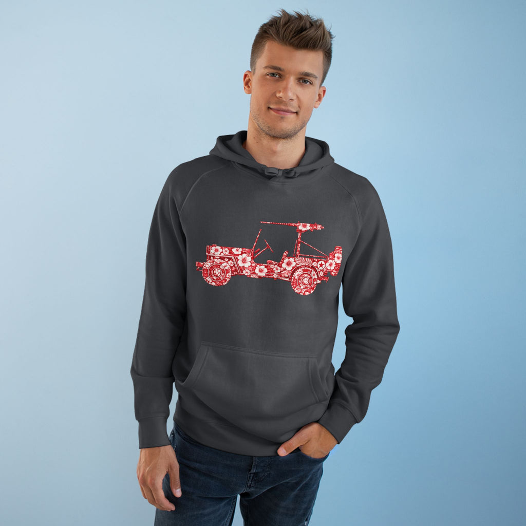 Floral Jeep Hoodie — Red Flower Off‑Road Graphic Pullover
