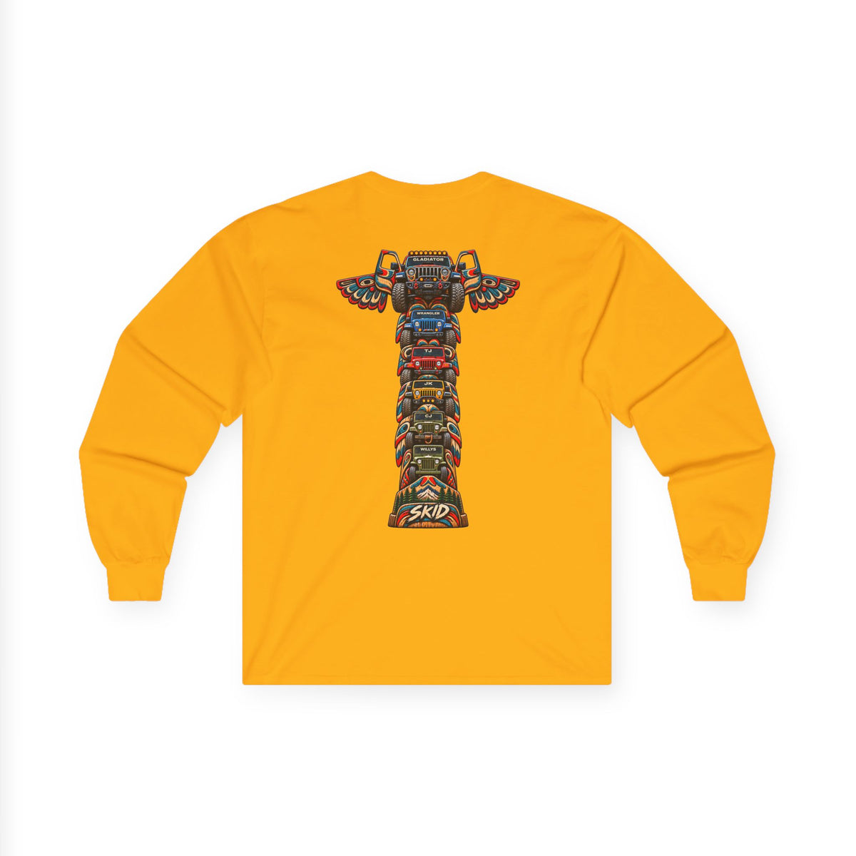 Long Sleeve Tee — Colorful "JEEP LINEAGE TOTEM" Graphic ("SKD")