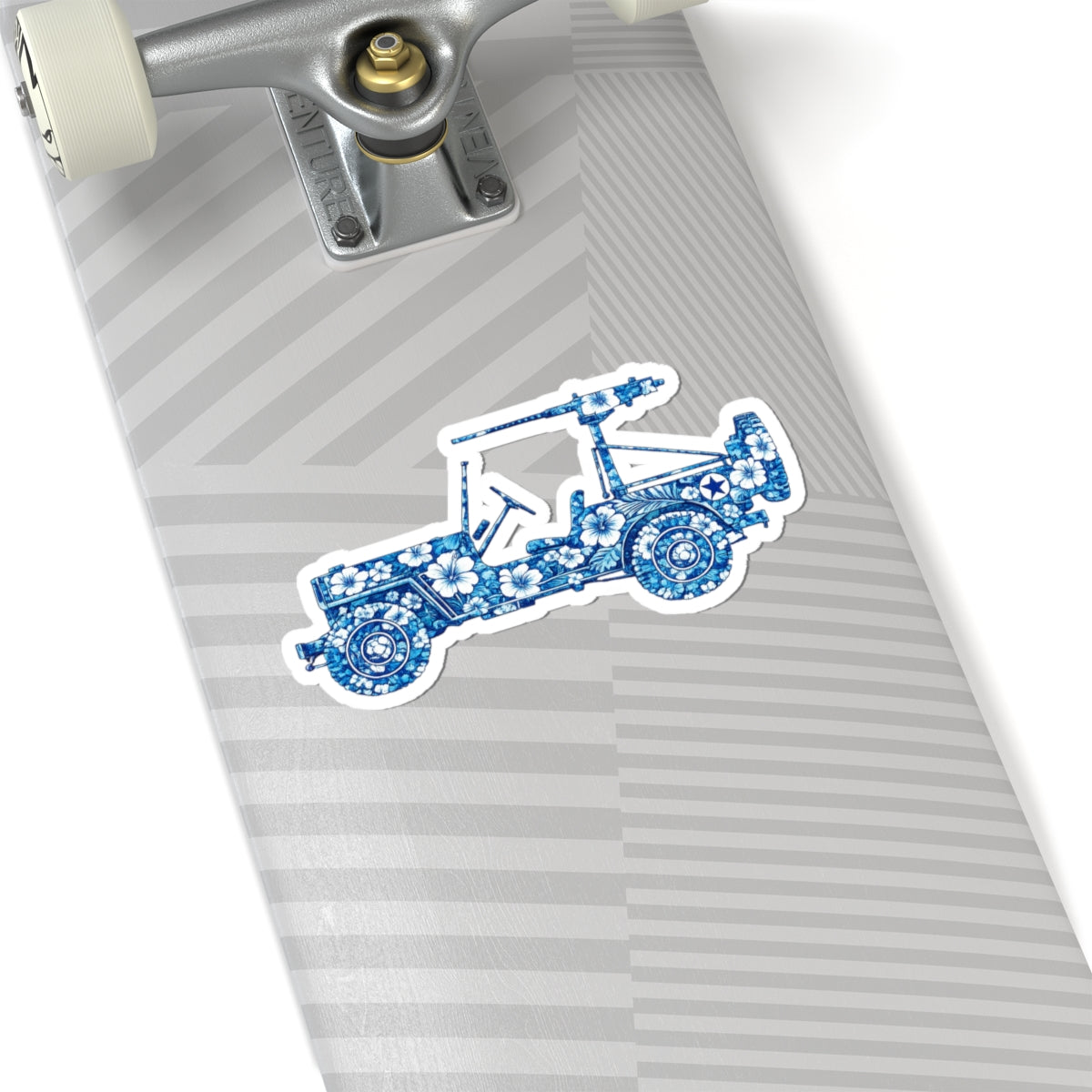 Floral Jeep Sticker – Blue Hawaiian Kiss-Cut Decal
