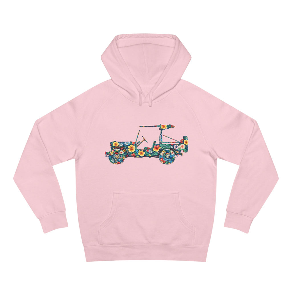 Floral Jeep Hoodie — Retro Flower Pattern Off‑Road Truck Sweatshirt