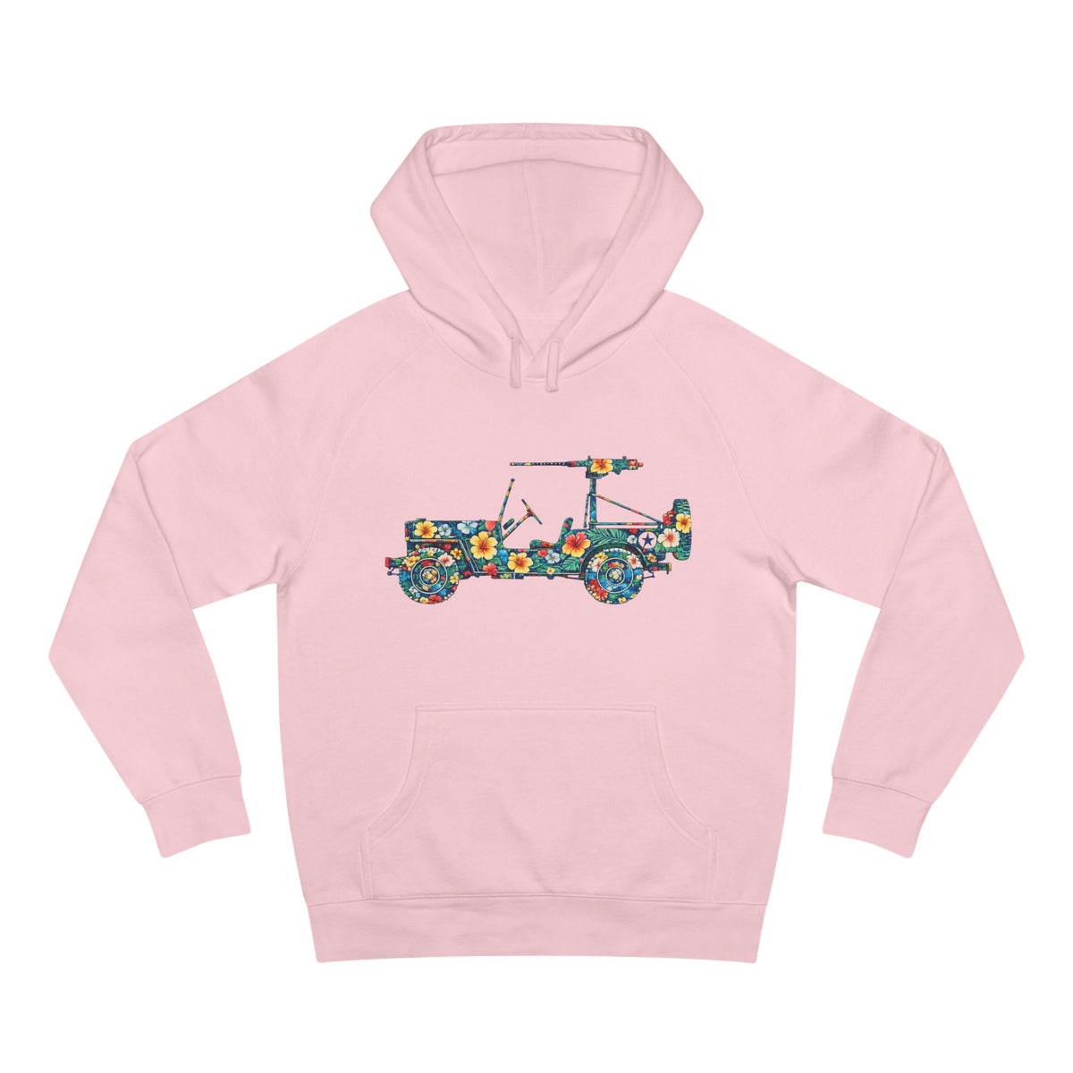 Floral Jeep Hoodie — Retro Flower Pattern Off‑Road Truck Sweatshirt