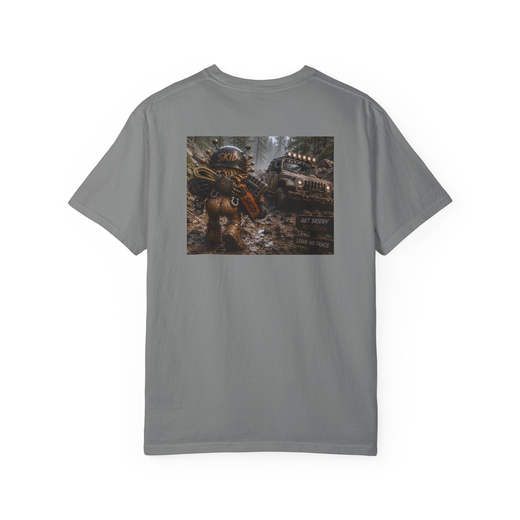 Off-Road Adventure T-Shirt — "SKID" Graphic Tee with Jeep & Forest Scene